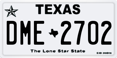 TX license plate DME2702