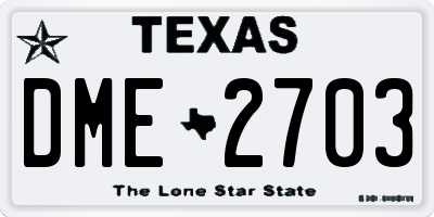 TX license plate DME2703