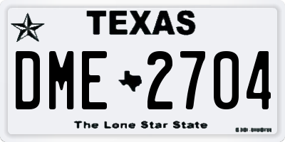 TX license plate DME2704