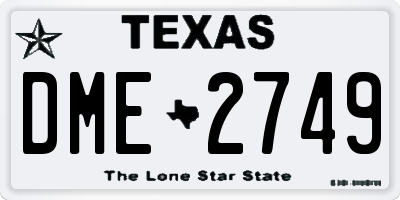 TX license plate DME2749