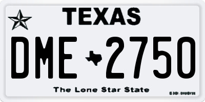 TX license plate DME2750