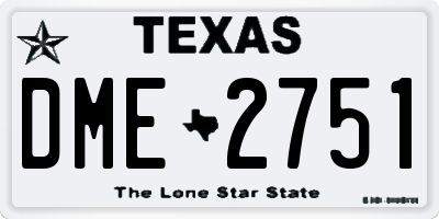 TX license plate DME2751