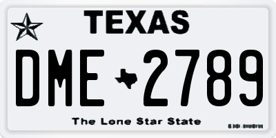 TX license plate DME2789