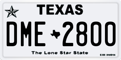 TX license plate DME2800