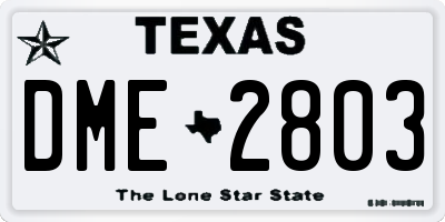 TX license plate DME2803