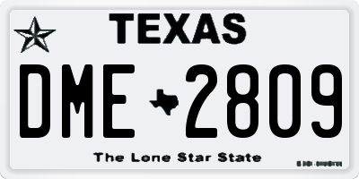 TX license plate DME2809