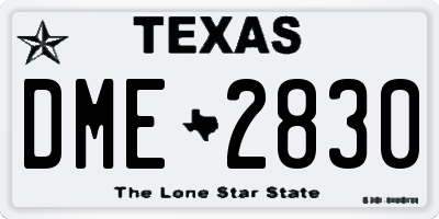 TX license plate DME2830