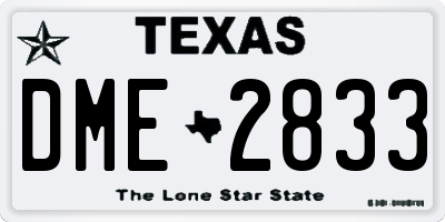 TX license plate DME2833