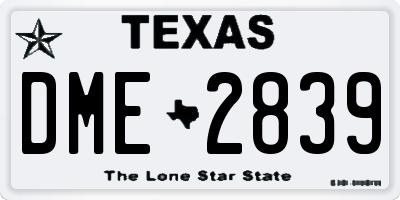 TX license plate DME2839