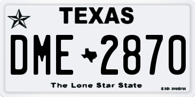 TX license plate DME2870