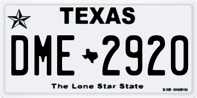 TX license plate DME2920