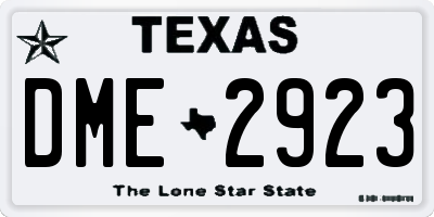 TX license plate DME2923