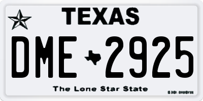 TX license plate DME2925
