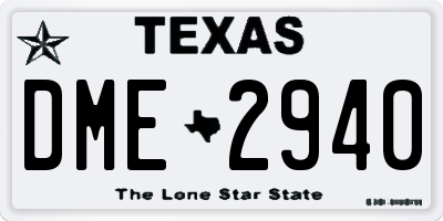 TX license plate DME2940