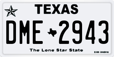 TX license plate DME2943