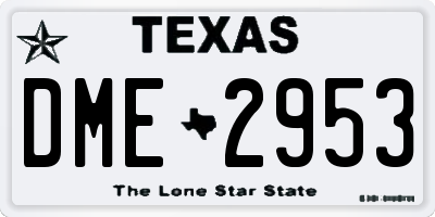 TX license plate DME2953