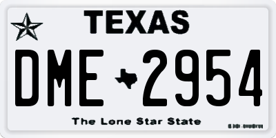 TX license plate DME2954