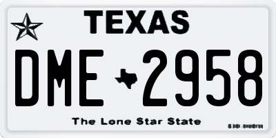 TX license plate DME2958