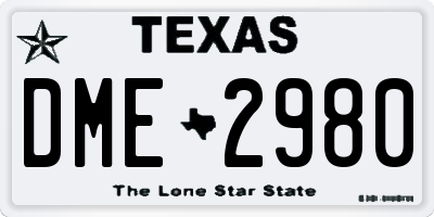 TX license plate DME2980