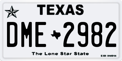 TX license plate DME2982
