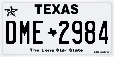 TX license plate DME2984
