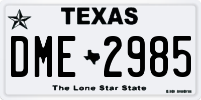 TX license plate DME2985