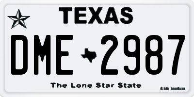 TX license plate DME2987