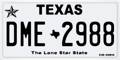 TX license plate DME2988