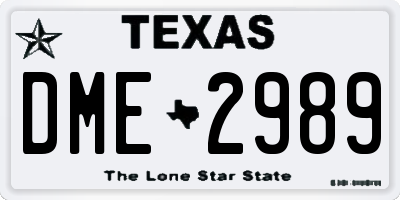 TX license plate DME2989