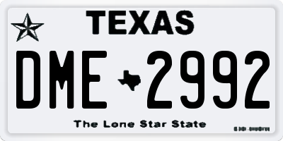 TX license plate DME2992