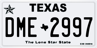 TX license plate DME2997