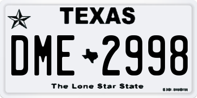 TX license plate DME2998