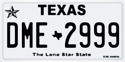 TX license plate DME2999
