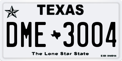 TX license plate DME3004