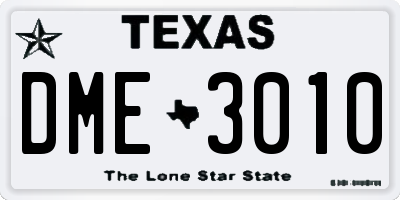 TX license plate DME3010