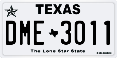 TX license plate DME3011