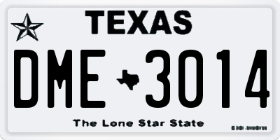 TX license plate DME3014