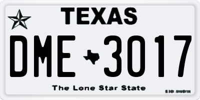 TX license plate DME3017