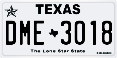 TX license plate DME3018