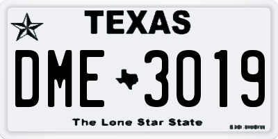 TX license plate DME3019