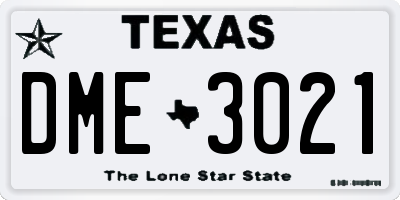 TX license plate DME3021