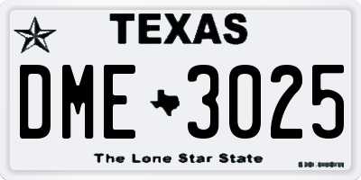 TX license plate DME3025