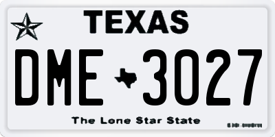TX license plate DME3027