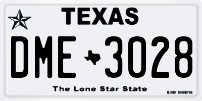 TX license plate DME3028