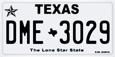 TX license plate DME3029
