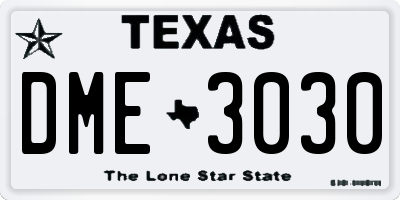 TX license plate DME3030