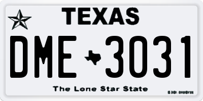 TX license plate DME3031