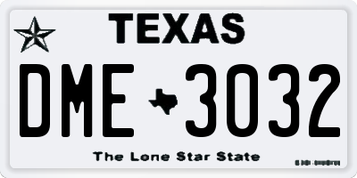 TX license plate DME3032