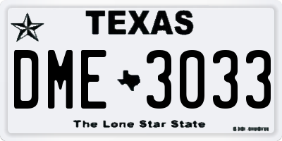 TX license plate DME3033