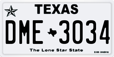 TX license plate DME3034